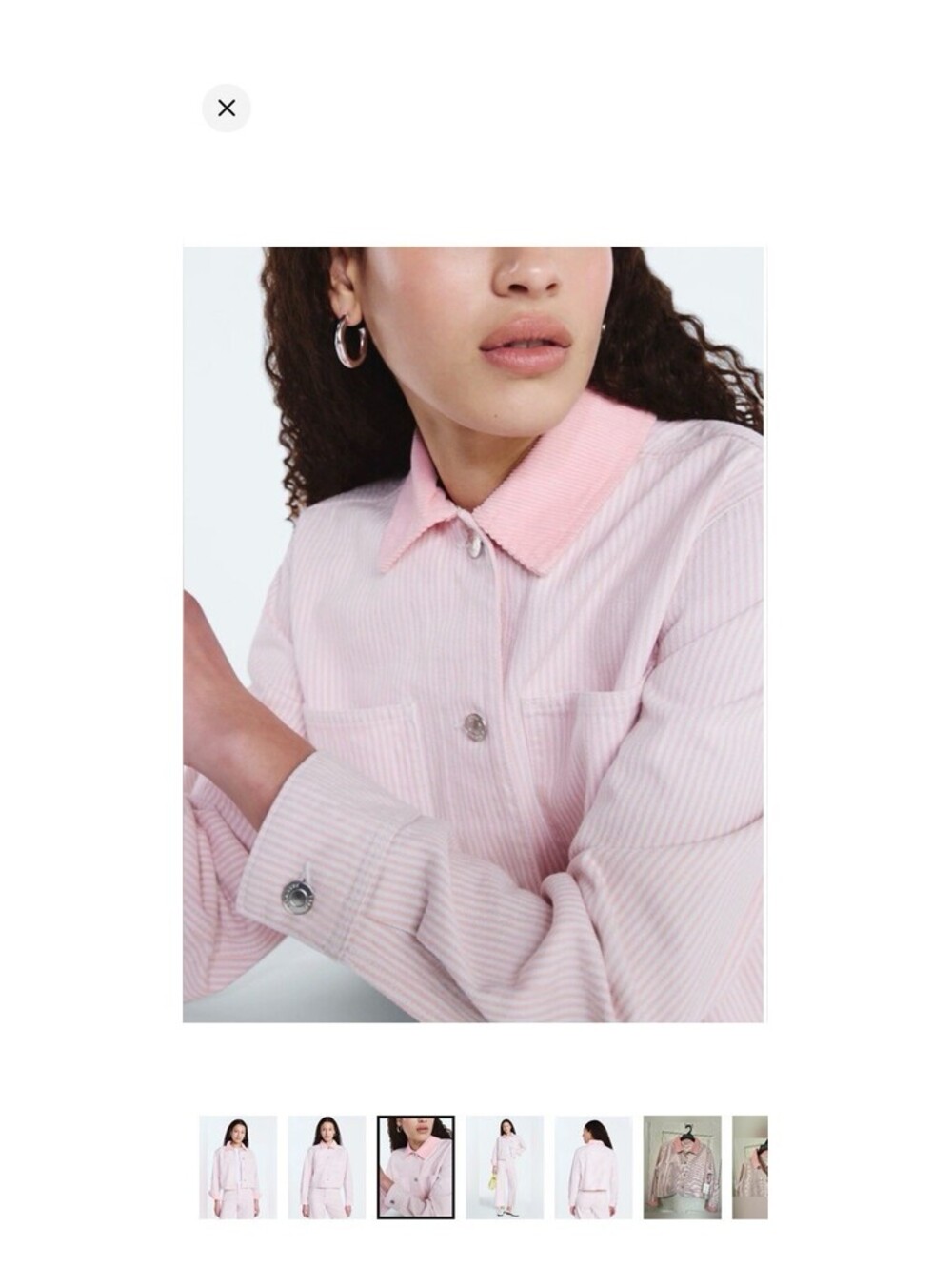 Free Assembly Size L Pink Stripe Cotton Jacket Corduroy Collar Western Cowgirl